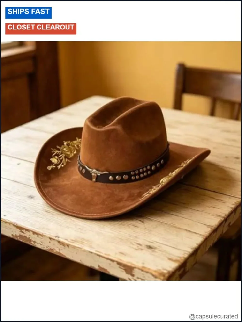 Western Cowboy Hat Felt Floral Wide Brim for Women Men Rodeo Costume